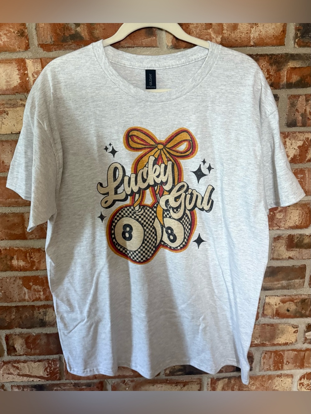 Gildan Light Gray 'Lucky Girl' Graphic Tee